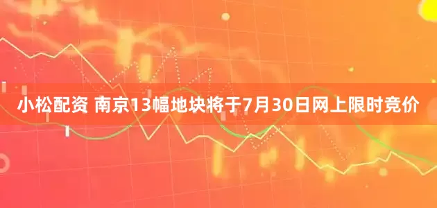 小松配资 南京13幅地块将于7月30日网上限时竞价
